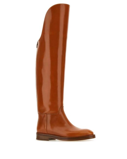 DURAZZI MILANO Brown Caramel Leather Equestran Boots
