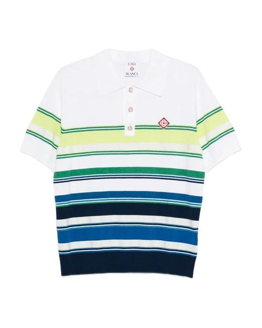 Casablanca Blue Striped Polo Shirt for men