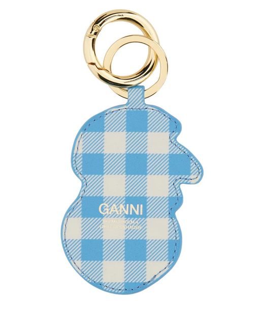Ganni Blue Multicolour Recycled Leather Key Holders