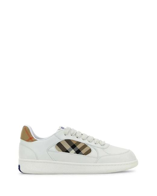 Burberry White Leather Sneakers for men