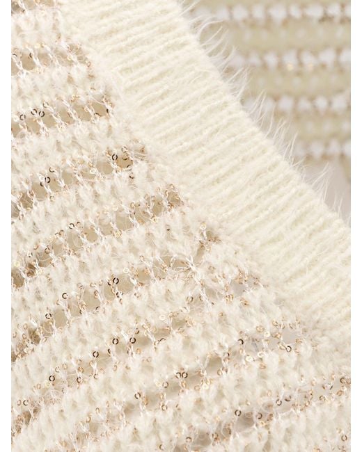 Nude Natural Wool Blend Sweater With Sequins
