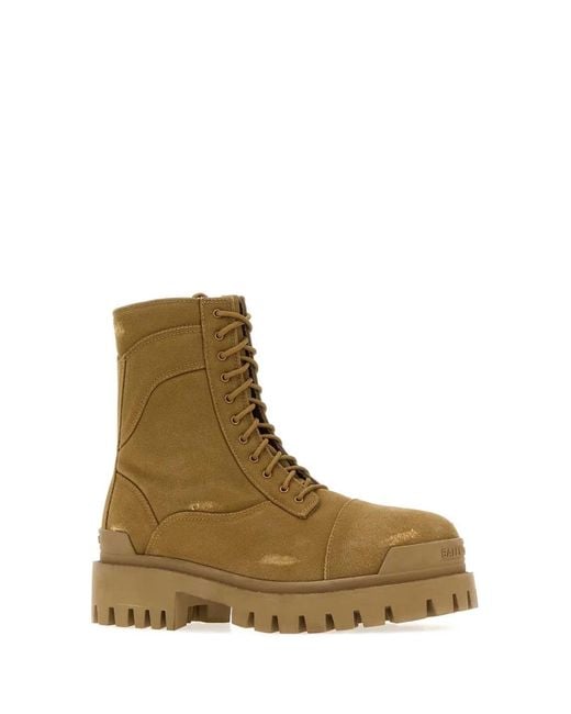 Balenciaga Brown Combat Strike Ankle Boots for men
