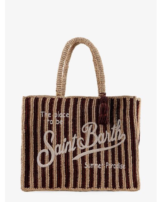 Mc2 Saint Barth Brown Vanity Raffia Handbag