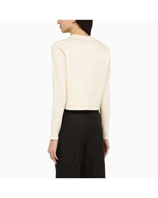 Loulou de Saison White Ivory Cotton Crew-Neck Jumper