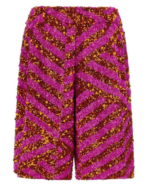 Dries Van Noten Red 'Pomy Bis' Bermuda Shorts