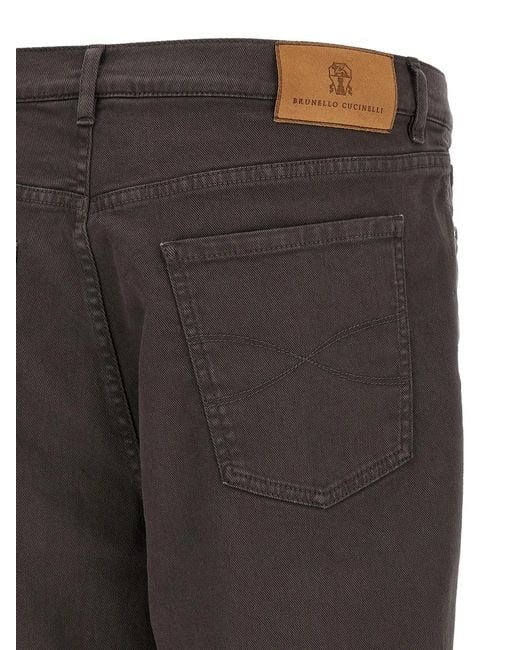 Brunello Cucinelli Gray Garment-Dyed Denim Jeans for men