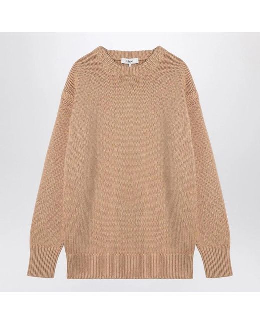 Chloé Natural Nude Cashmere And Cotton Oversize Jumper