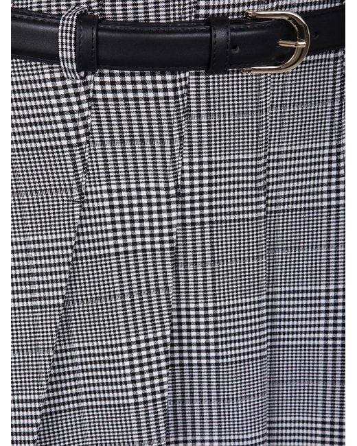 Self-Portrait Gray Prince Of Wales Check Pleated Midi Skirt