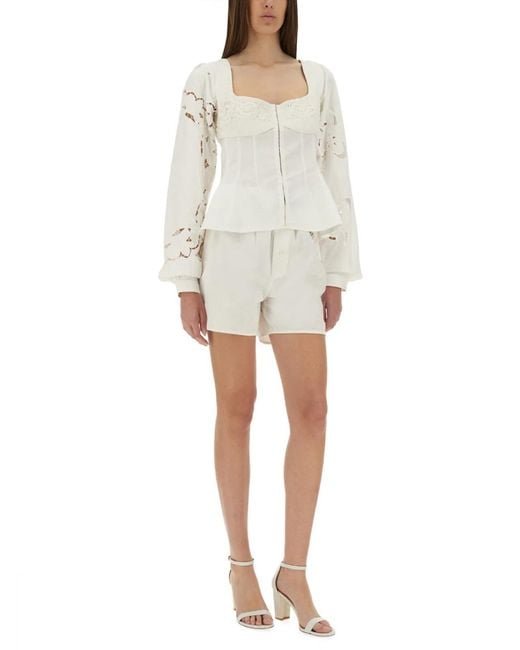 MARINE SERRE White Upcycled Linen Top