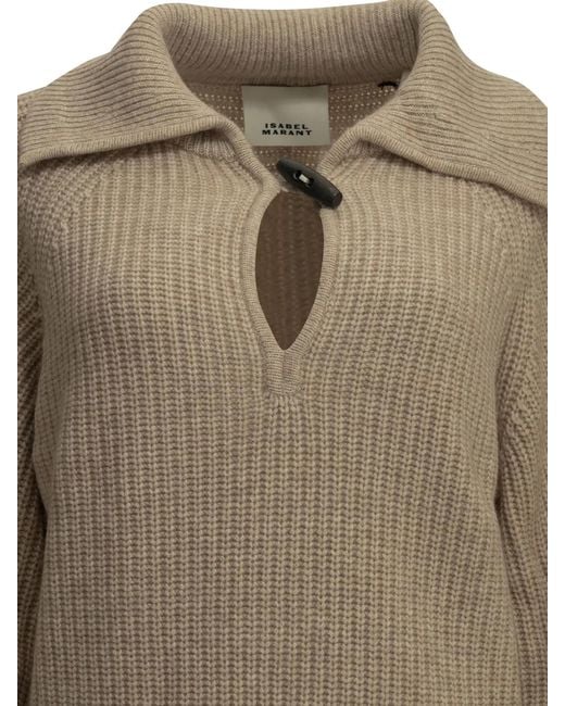 Isabel Marant Natural "Miranda" Polo Sweater