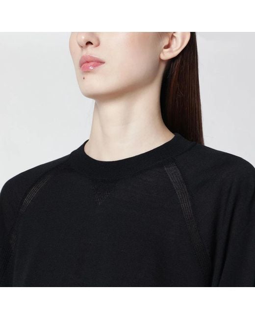 Roberto Collina Black Wool Crewneck Sweater