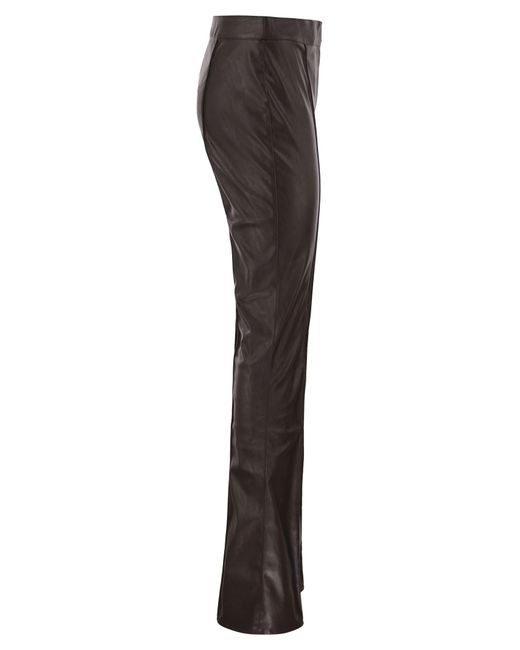 Elisabetta Franchi Gray Faux Leather-Effect Flared Trousers