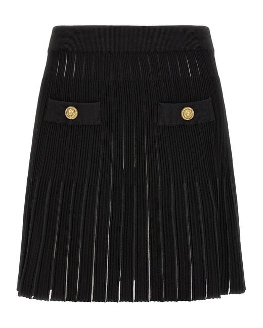 Balmain Black Pleated Skirt