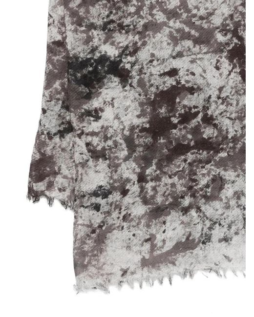 Avant Toi Gray "Zola" Camouflage Effect Modal Linen Silk Scarf 130X135 for men