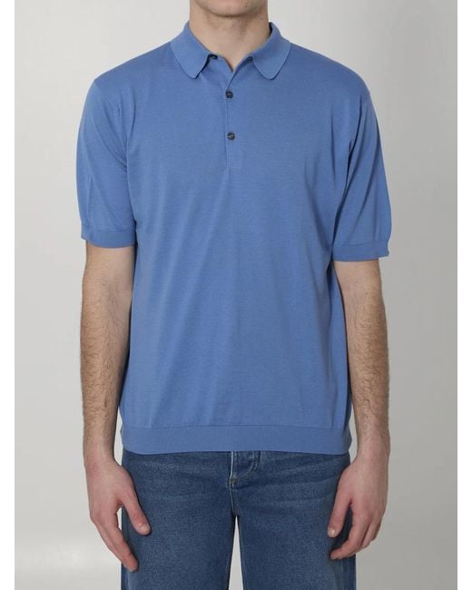 John Smedley Blue Adrian Polo Shirt for men