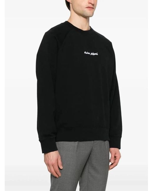Maison Kitsuné Black Maison Kitsuné Embroidery Oversize Reglan Sweatshirt for men