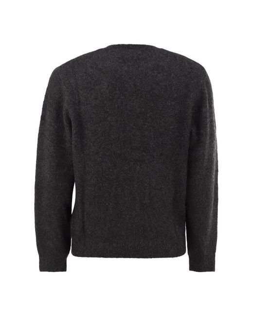 Carhartt Black Mélange Crew Neck Knit With Embroidered Logo