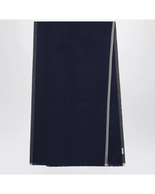 Brunello Cucinelli Blue Wool And Cashmere Scarf for men