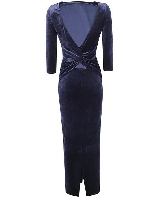 Giorgio Armani Blue Midi Round Neck Dress