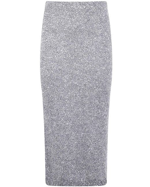 D.exterior Gray Soft Sequins Straight Skirt