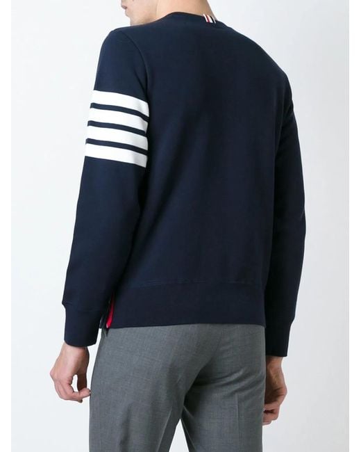 Thom Browne Blue Cotton Crewneck Sweatshirt for men