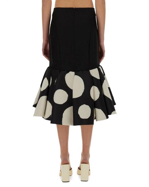 Nina Ricci Black Midi Skirt With Double Ruffles