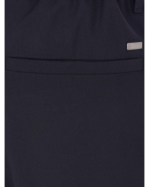 Herno Blue Polyester Wool Elastane Pants for men