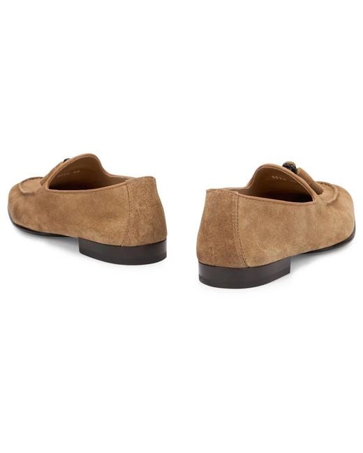 Doucal's Brown Suede Loafers With Napa for men