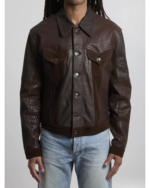 Versace Black Slim-Fit Leather Blouson for men
