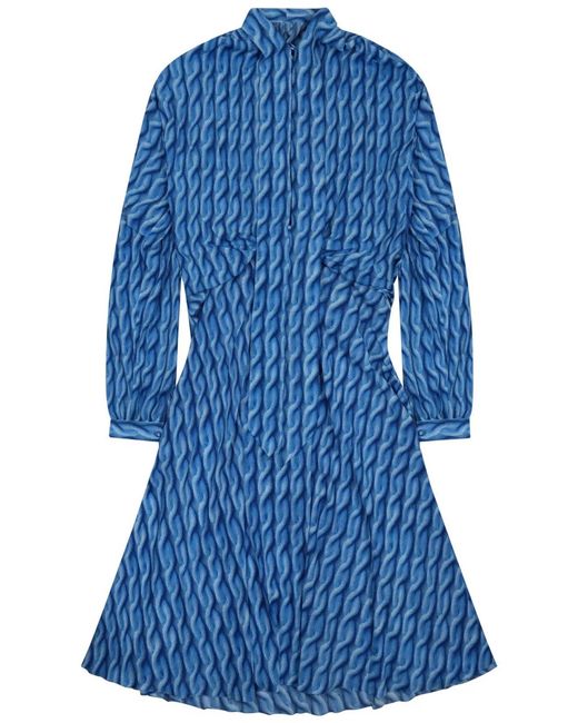 Balenciaga Blue Midi Dress With Print