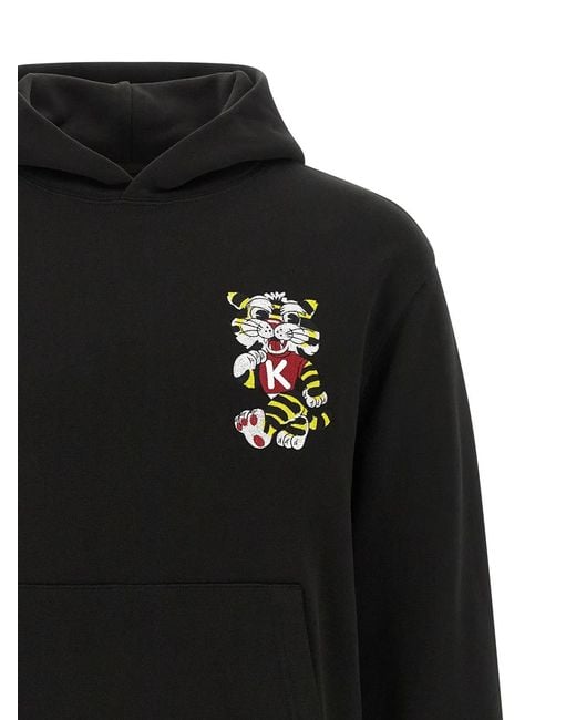 KENZO Black 'Wild Tiger Embroidered' Hoodie for men