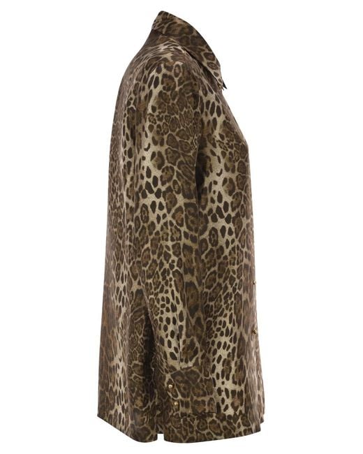 Max Mara Brown Maxmara Studio Mstaffari – Pure Silk Animal-Print Shirt