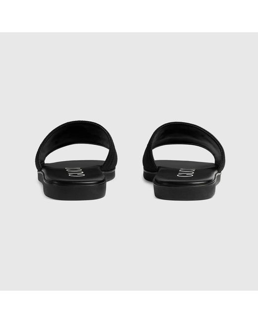 Gucci Black Logo-Embroidered Slides for men