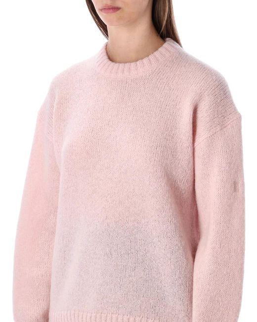 By Malene Birger Pink Brie Wool And Mohair Crewneck Sweater