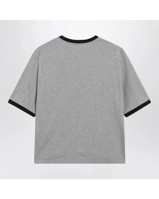 Versace Gray Cotton Jersey Tshirt With Printed Logo