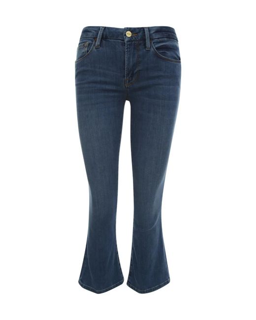 FRAME Blue Cropped Mini Boot Trousers