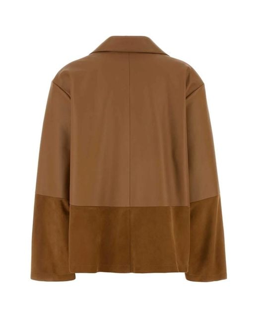 Loewe Brown Camel Leather And Suede Shirt