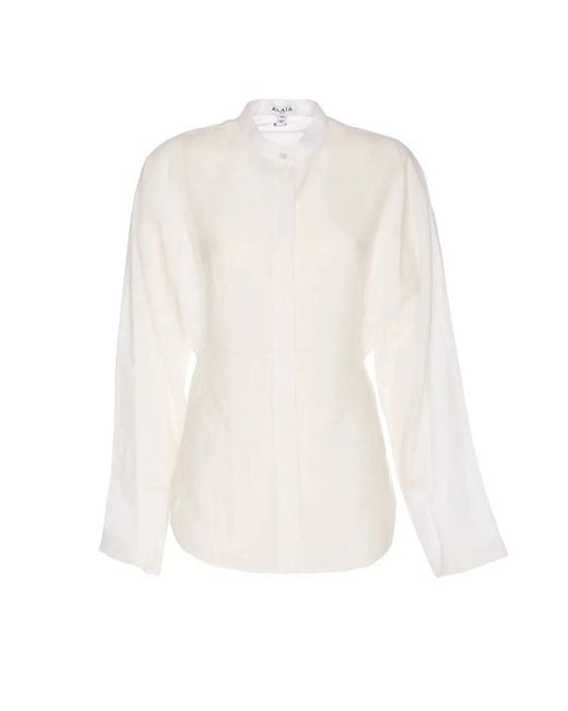 Alaïa White Alaia Fitted Blouse With Round Hem