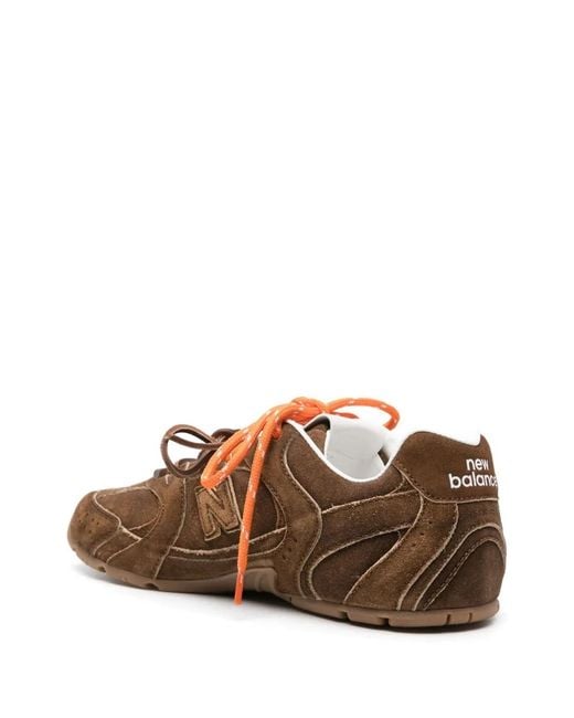 Miu Miu Brown Lace-Up Calf Leather Sneakers