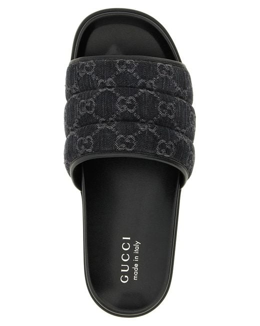 Gucci Black Gg Denim Slides for men