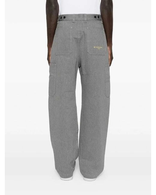 Givenchy Gray Denim Pants With Front Seams for men
