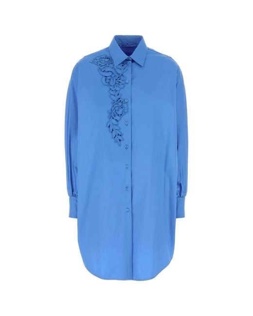 Ermanno Scervino Blue Cerulean Poplin Oversize Shirt