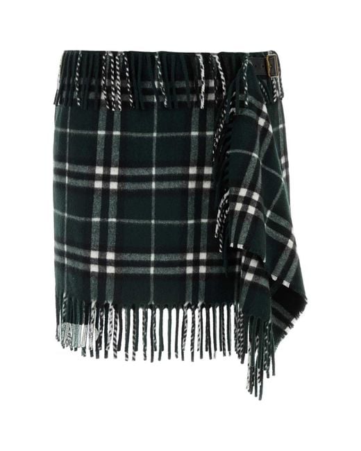 Burberry Black Embroidered Wool Blend Mini Skirt