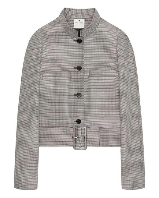 Courreges Gray Courregès Houndstooth Pattern Jacket With Buckle