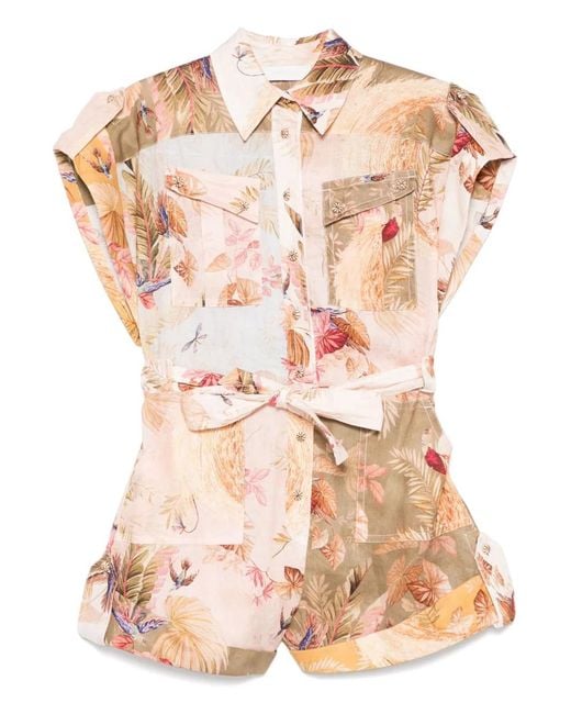 Zimmermann Pink Short Overalls With Ascension Lapels