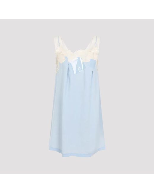 Maison Margiela Blue Lace-Trim Mini Dress