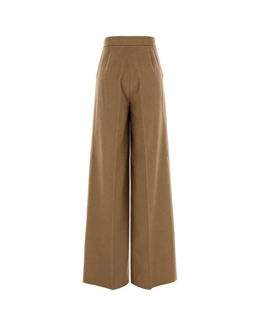 Max Mara Natural Camel Flannel Filato Wide-Leg Pant