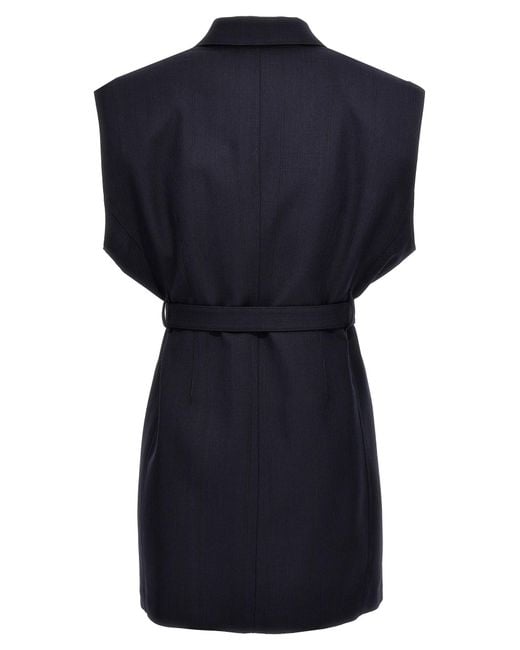 Prada Blue Belt Wool Vest