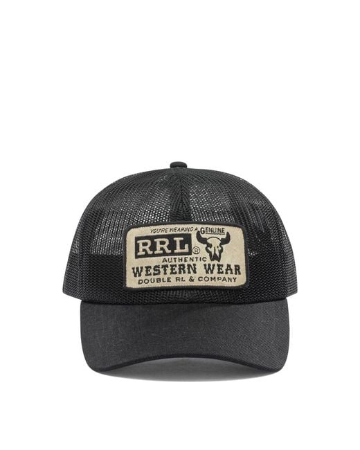 RRL Black Polyester Hat for men