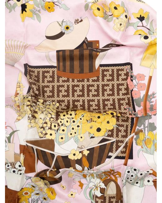Fendi White Gardening Scarf